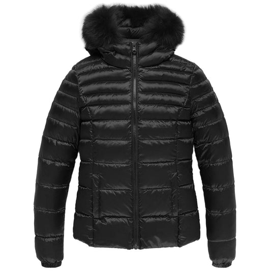 Refrigiwear Black Nylon Women Jacket with Feather Padding