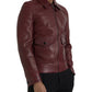 Dolce & Gabbana Maroon Exotic Leather Zip Biker Coat Jacket