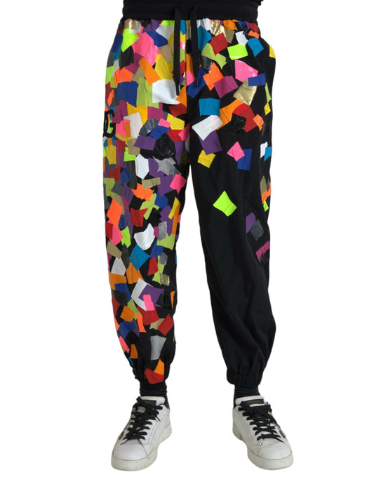 Dolce & Gabbana Multicolor Print Nylon Jogger Sweatpants Pants