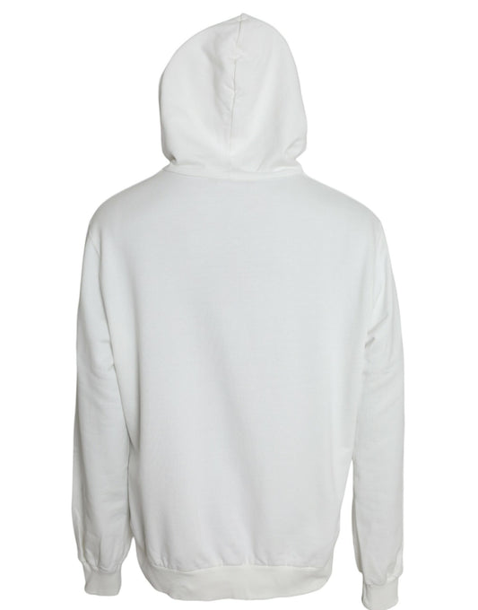 Dolce & Gabbana White Cotton Hooded Sweatshirt Pullover Sweater