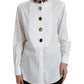Dolce & Gabbana Elegant Crystal-Embellished White Cotton Top