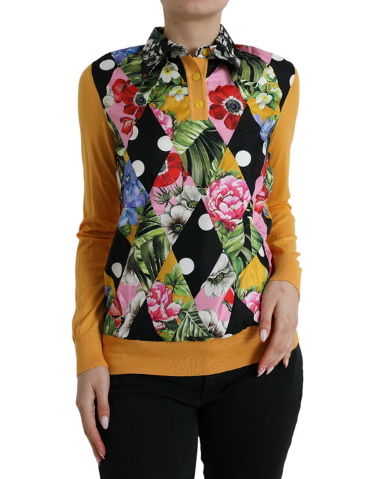 Dolce & Gabbana Multicolor Cashmere-Silk Blend Henley Sweater
