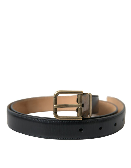 Dolce & Gabbana Elegant Black Calf Leather Belt