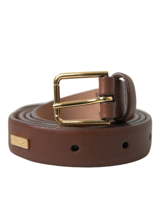Dolce & Gabbana Elegant Brown Calf Leather Waist Belt