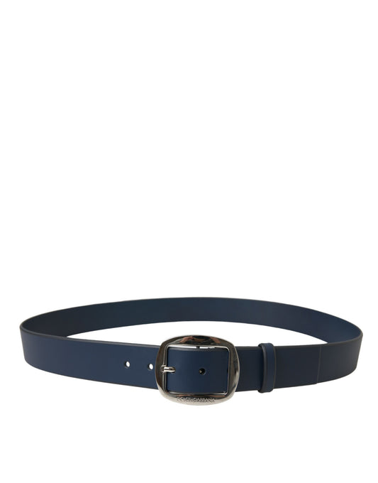 Dolce & Gabbana Elegant Blue Calf Leather Belt with Metal Buckle