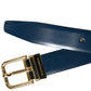 Dolce & Gabbana Elegant Blue Leather Belt with Metal Buckle