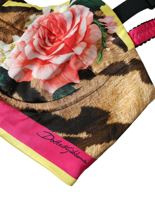 Dolce & Gabbana Floral Silk Blend Bustier Crop Top