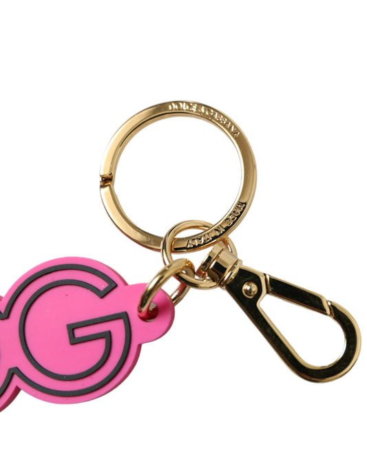 Dolce & Gabbana Chic Gold and Pink Keychain Elegance