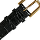 Dolce & Gabbana Elegant Gold Black Leather Bracelet