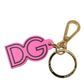 Dolce & Gabbana Chic Gold and Pink Logo Keychain