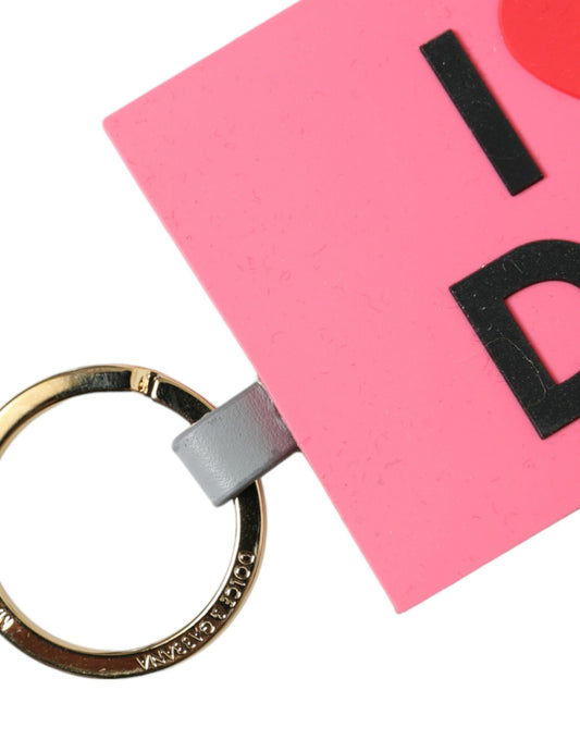Dolce & Gabbana Chic Trifold Gold & Pink Key Holder Case