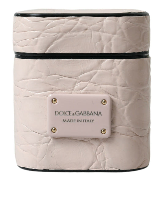 Dolce & Gabbana Elegant Light Pink Leather Airpod Case