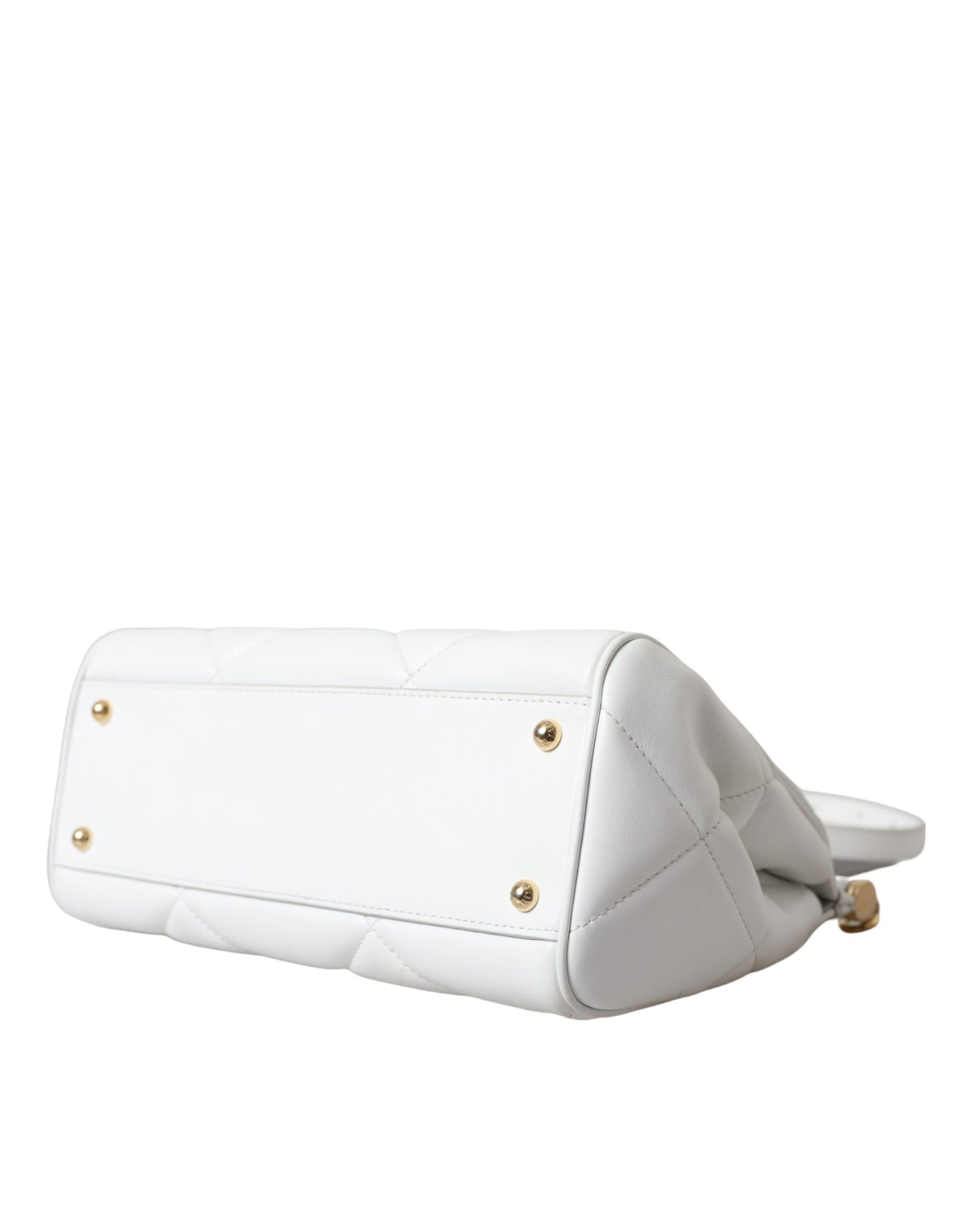 Dolce & Gabbana White Quilted Leather SICILY Hand Shoulder Purse Satchel Bag