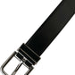 Dolce & Gabbana Black Leather Silver Metal Buckle Belt Men