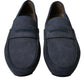 Dolce & Gabbana Elegant Blue Leather Moccasin Shoes