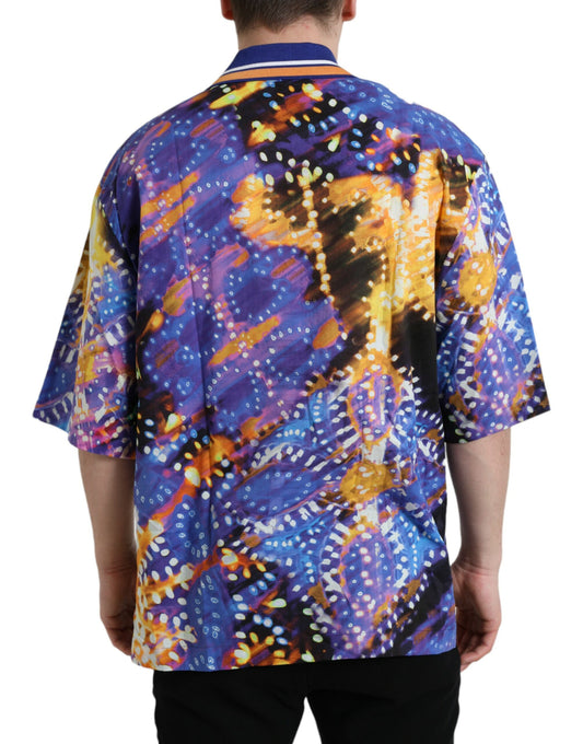 Dolce & Gabbana Multicolor Luminarie Print Cotton Casual Shirt