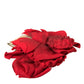 Dolce & Gabbana Red Silk Floral Gold Brass Women Hair Comb
