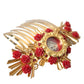 Dolce & Gabbana Gold Brass Crystal Heart Floral Hair Comb