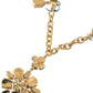 Dolce & Gabbana Gold Brass Chain Crystal Floral Pendant Charm Necklace