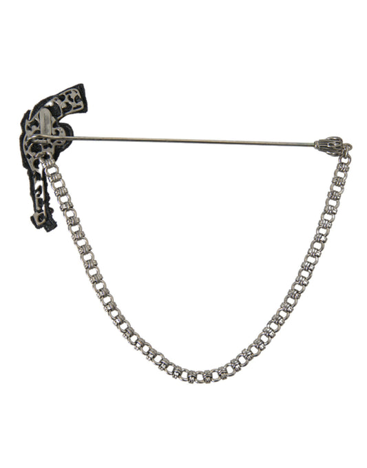 Dolce & Gabbana Brass Copper Silk Revolver Gun Men Brooch Lapel Pin