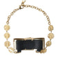 Dolce & Gabbana Gold Brass Clear Crystal Bow Chain Choker Necklace