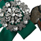 Dolce & Gabbana Green Satin Bird Crystal Women Hair Clip