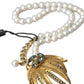 Dolce & Gabbana Gold Brass Crystal Pearl Tree Pendant Charm Necklace