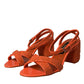 Dolce & Gabbana Orange Sequin Ankle Strap Sandals Shoes
