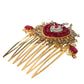 Dolce & Gabbana Gold Brass Crystal Heart Women Hair Comb