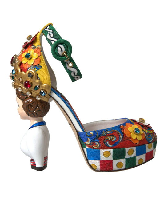 Dolce & Gabbana Multicolor Carretto Embellished Sandals Shoes