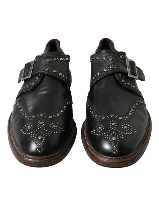 Dolce & Gabbana Elegant Calfskin Leather Monk Straps