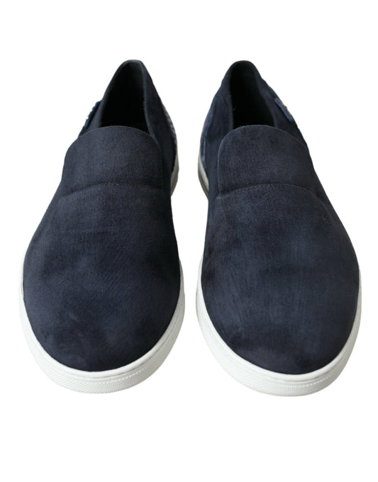 Dolce & Gabbana Elegant Blue Suede Leather Loafers