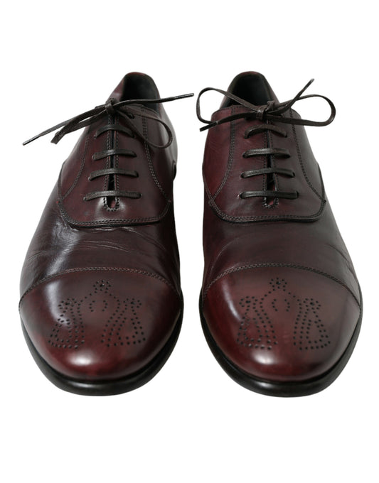 Dolce & Gabbana Elegant Burgundy Leather Derby Shoes