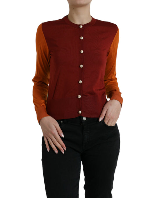 Dolce & Gabbana Elegant Silk Cardigan Sweater in Vibrant Tones