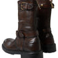 Dolce & Gabbana Elegant Brown Leather Mid-Calf Biker Boots