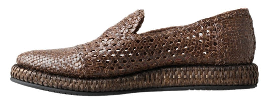 Dolce & Gabbana Elegant Leather Slipper Loafers in Brown