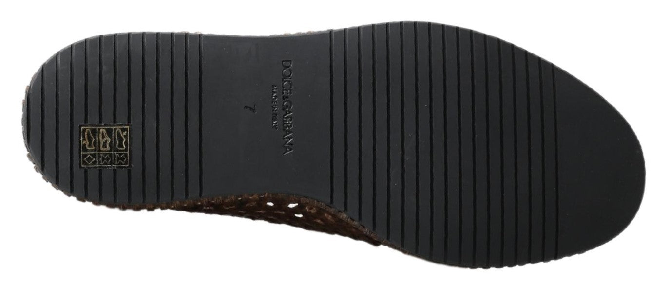 Dolce & Gabbana Elegant Leather Slipper Loafers in Brown