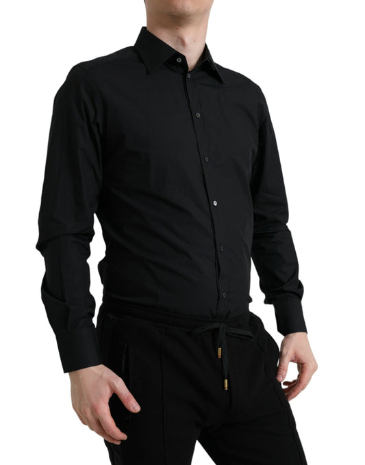 Dolce & Gabbana Sleek Black Slim Fit Italian Dress Shirt