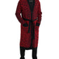 Dolce & Gabbana Red Leopard Wool Robe Belted Cardigan Sweater