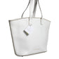 Brunello Cucinelli White Leather Logo Shoulder Strap Shopping Tote Bag