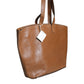 Brunello Cucinelli Brown Leather Logo Shoulder Strap Shopping Tote Bag