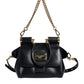 Dolce & Gabbana Black Calfskin Leather SICILY Chain Strap Crossbody Bag