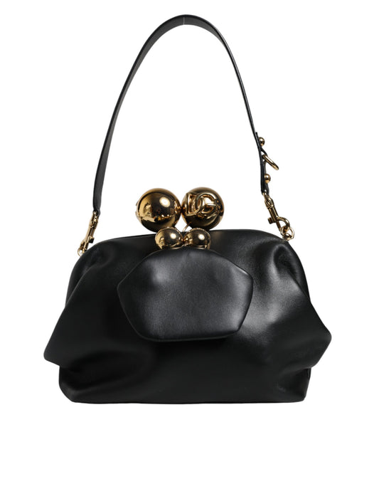 Dolce & Gabbana Black Calfskin Leather Shoulder Clutch Bag Womens Shoulder Bag