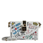 Dolce & Gabbana White Graffiti Print Clutch Crossbody Bag