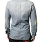 John Galliano Light Blue Printed Cotton Denim Long Sleeves Shirt