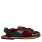 Dolce & Gabbana Black Red Gazelle Hair Leather Sandals Shoes