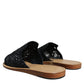 Dolce & Gabbana Black Monochrome Braided Raffia Slides Shoes