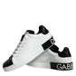 Dolce & Gabbana Black Leather Logo Portofino Sneaker Shoes