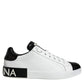 Dolce & Gabbana Black Leather Logo Portofino Sneaker Shoes