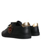 Dolce & Gabbana Black Leather Heart Low Top Casual Sneaker Shoes